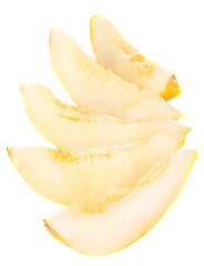 Sliced ripe melon isolated on white