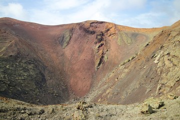 Colored earth of a crater
