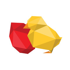 origami chicken with red egg