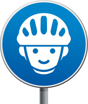 Schild blau Fahrradhelm Kinder