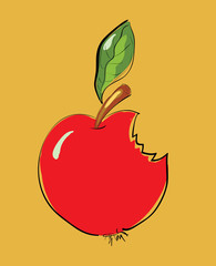 Bitten Red Apple Cartoon