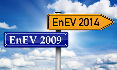 Obraz premium Wegweiser mit EnEV 2009 und 2014