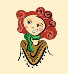 Illustration of beautiful cartoon tribal girl