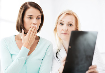 doctor with patients looking at x-ray