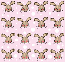 Illustration of funny rabbits pattern on pink background