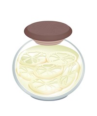 Delicious Pickled Lotus Root in Glass Jar