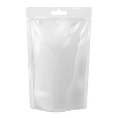 Fototapeta na wymiar White Blank Foil Food Or Drink Bag Packaging With Hang Slot
