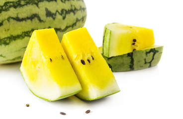 Yellow watermelon on white background