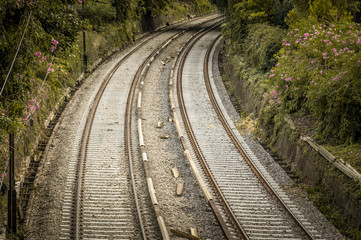 Fototapeta na wymiar Railroad track curve