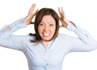 Portrait mad frustrated woman isolated white background 