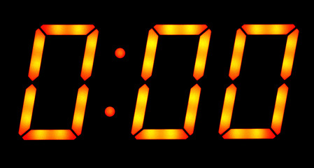 Digital clock show midnight