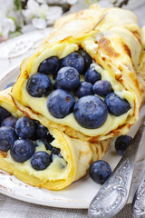 Crepes with blueberries