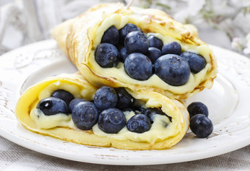 Crepes with blueberries