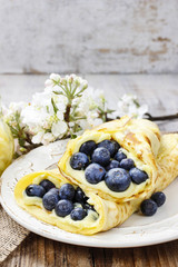 Crepes with blueberries