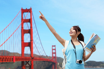 Happy woman travel in San Francisco