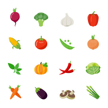Vegetable color icon set
