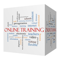 Online Training 3D cube Word Cloud Concept
