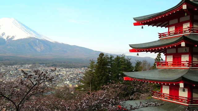 view of Mount Fuji from Chureito Pagoda