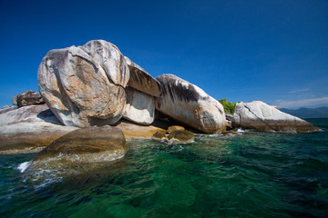 Fototapeta premium Aerial view of beautiful beach of Koh Lipe against blue sky