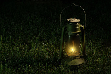 Vintage lantern in the night.