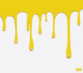 Vector yellow seamless paint drips - obrazy, fototapety, plakaty