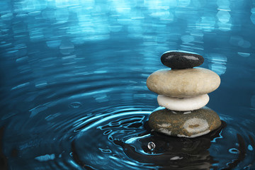 Balanced stones in water