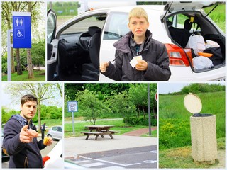 montage,pause repas sur aire d'autoroute © Patryssia