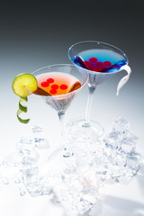 Cocktail with whisky and raspberry sphere