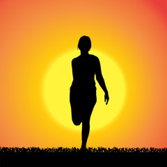 Vector silhouette of woman.