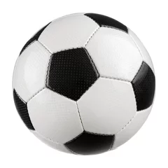 Foto op Plexiglas Bol Voetbalbal op puur wit