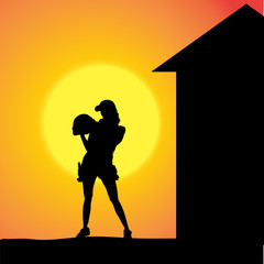 Vector silhouette of a woman.