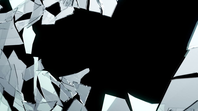 Splitted and Shattered glass with slow motion. Alpha