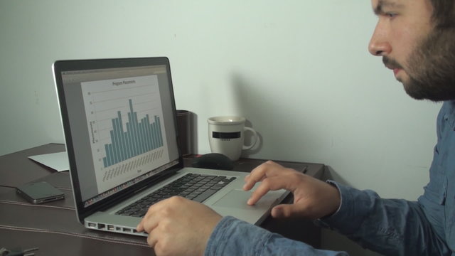 Business Man Checking Graphs On Laptop