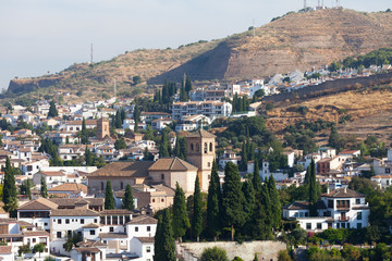 View of the Arab quarter at sunrise, Granada, Spain