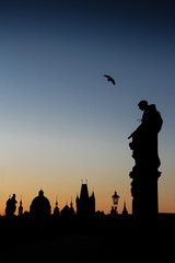 Silhouette of Prague - portrait format