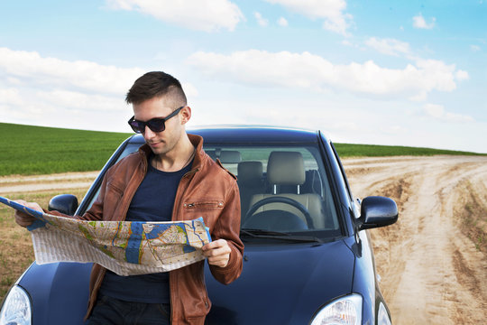 Reading the Map - Stock Image