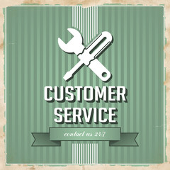 Customer Service Concept on Green in Flat Design.