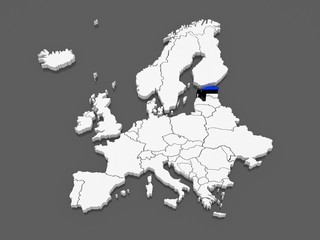 Map of Europe and Estonia.