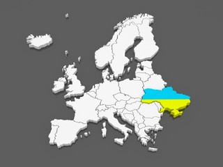 Map of Europe and Ukraine.