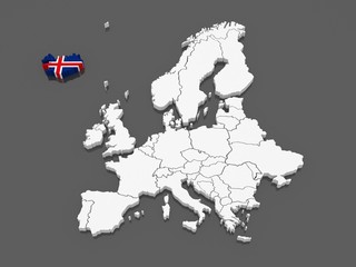 Fototapeta premium Map of Europe and Iceland.