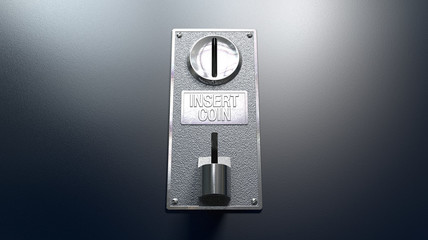 Coin Slot On Blue Background