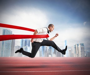 Successful businessman  on the finishing line
