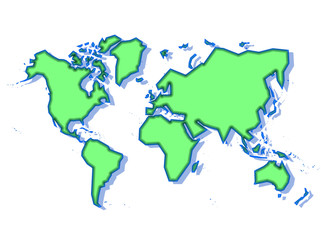 Schematic world map in green