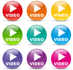 Vector play video set icons