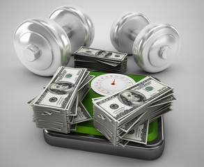 Naklejka premium dumbbells money and weight instrument