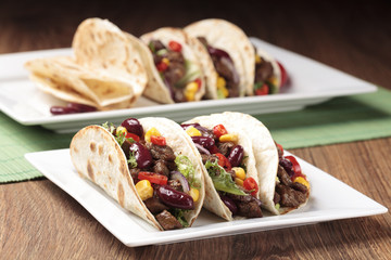 taco with beef and vegetables