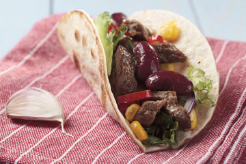 taco with beef and vegetables