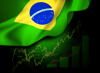 Market Financial Data with flag of Brazil