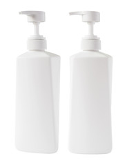 Shampoo bottles on white background with clipping path