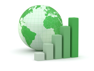 Fototapeta premium Globe and business. Earth and world map. 3d
